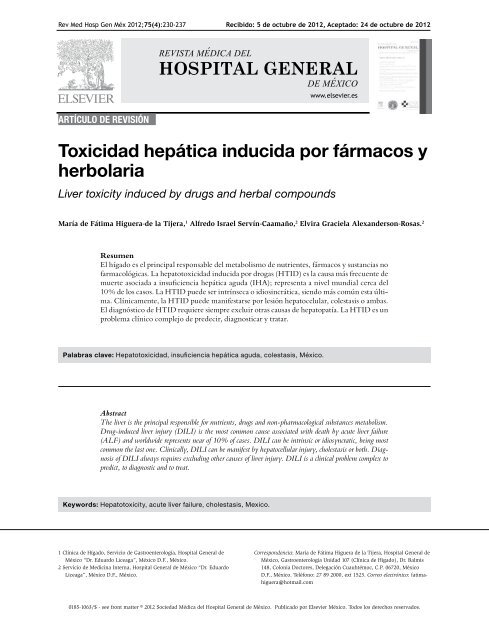 Toxicidad hepática inducida por fármacos y herbolaria