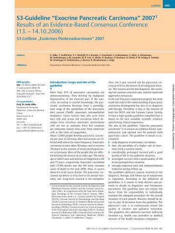 S3-Guideline “Exocrine Pancreatic Carcinoma” 20071 ... - DGVS