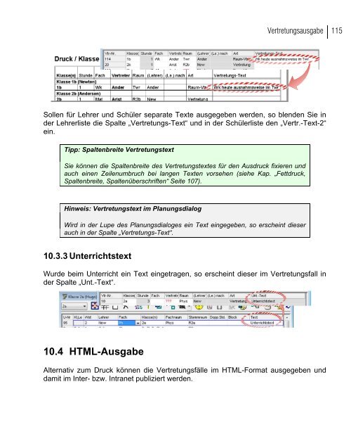 Planen im Stundenplan