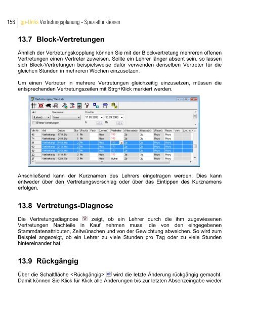 Planen im Stundenplan