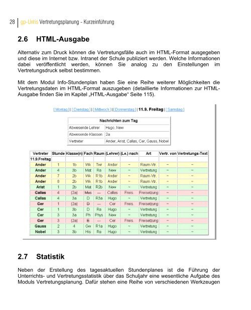 Planen im Stundenplan