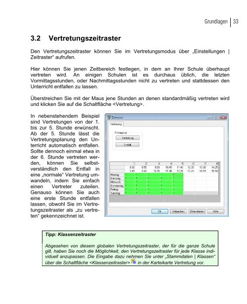 Planen im Stundenplan