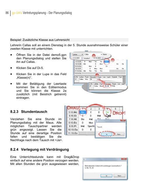 Planen im Stundenplan