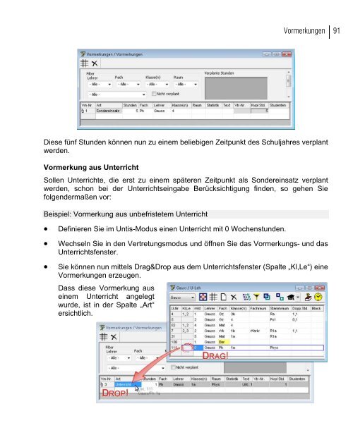 Planen im Stundenplan