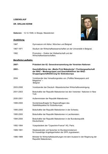 Lebenslauf von Dr. Srgjan Kerim - Deutsche Gesellschaft für die ...