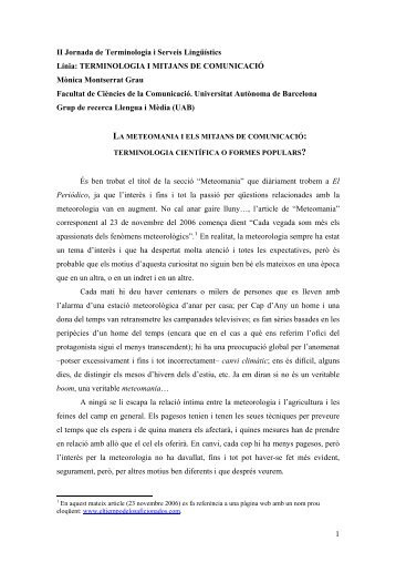 La meteomania i els mitjans de comunicació - Universitat Autònoma ...