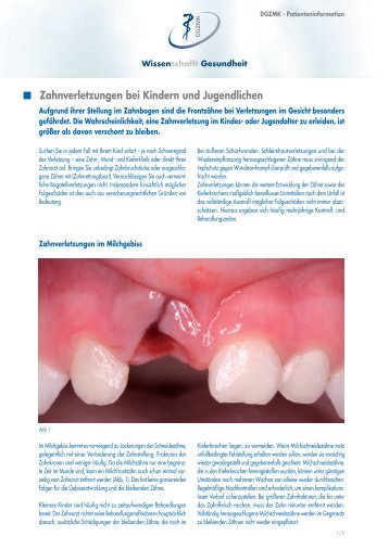 Zahnverletzungen bei Kindern und Jugendlichen - Deutsche ...