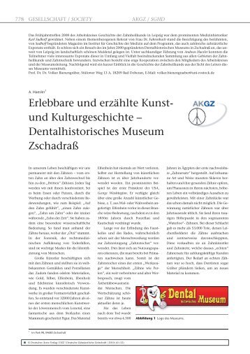 Dentalhistorisches Museum Zschadraß - Deutsche Gesellschaft für ...