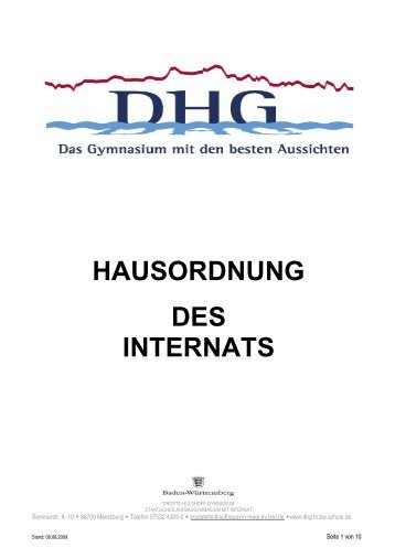 HAUSORDNUNG DES INTERNATS - Droste Hülshoff Gymnasium