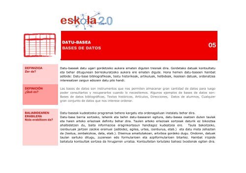 DATU-BASEA BASES DE DATOS - eskola20.org