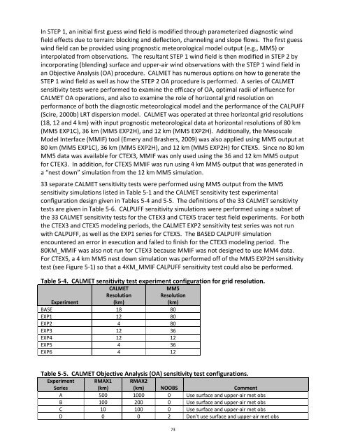 Documentation of the Evaluation of CALPUFF and Other Long ...