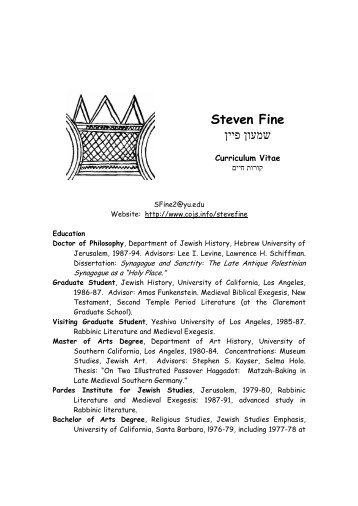 Steven Fine שמעון פיין - Center for Online Judaic Studies