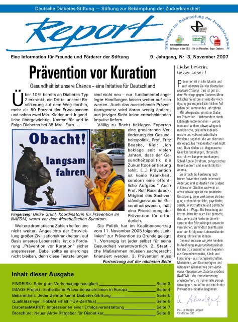 Prävention vor Kuration - Deutsche Diabetes-Stiftung