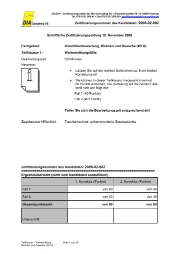 Teilklausur – Wertermittlung W+G Kandidatenversion