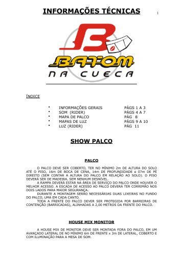 Informações Técnicas (Rider e Input List PALCO)-1 - Batom na Cueca