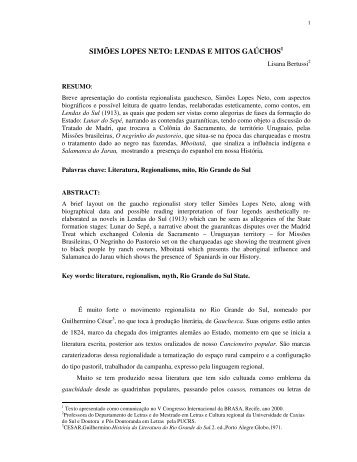 SIMÕES LOPES NETO: LENDAS E MITOS GAÚCHOS1