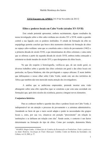 Elites e poderes locais em Cabo Verde (séculos XV-XVII)