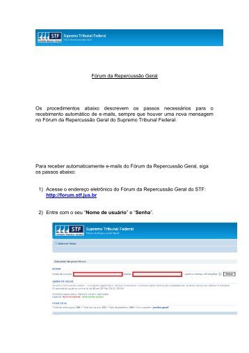 Tutorial para recebimento de e-mail automáticos do Fórum da ... - STF