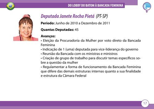 DO LOBBY DO BATOM À BANCADA FEMININA 1 - Janete Pietá