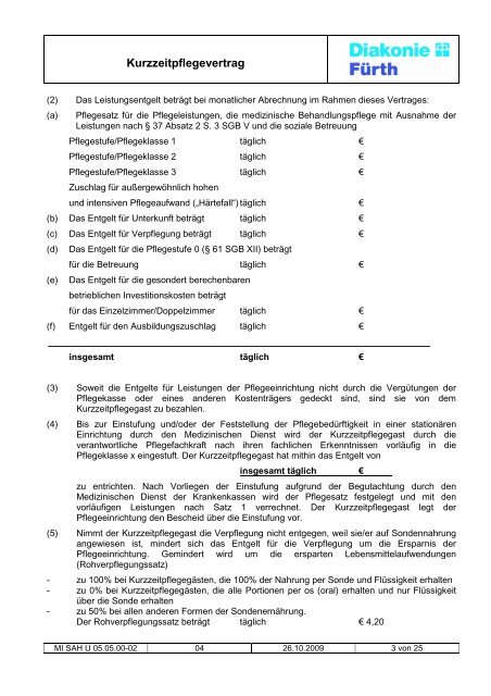 Heimvertrag Kurzzeitpflege SOF - Diakonie Fürth