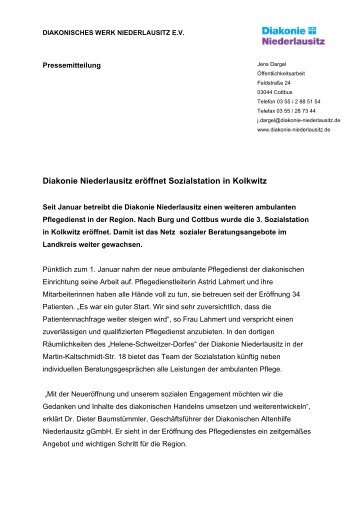 Diakonie Niederlausitz erÃ¶ffnet Sozialstation in Kolkwitz