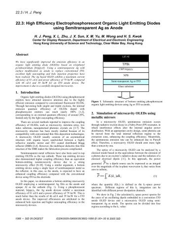 22.3: High Efficiency Electrophosphorescent Organic Light Emitting ...