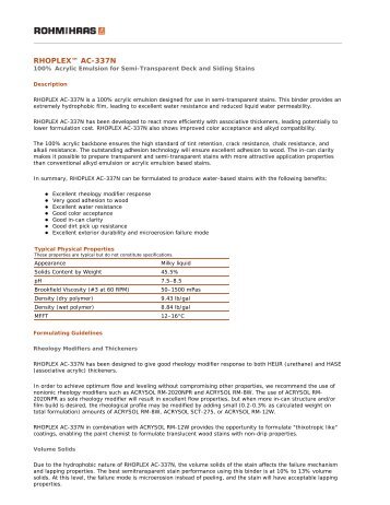 RHOPLEX AC-337N - The Dow Chemical Company