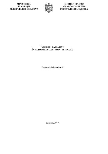 Îngrijiri paliative în patologia gastrointestinală - Ministerul Sănătăţii