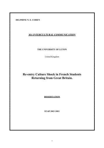 Re-entry Culture Shock  in French Students Returning ... - Dialogin