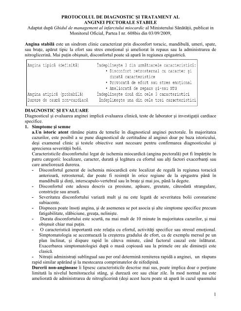 Protocol de diagnostic si tratament al anginei pectorale stabile l