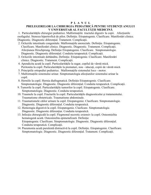 Programa analitică - Universitatea de Medicină şi Farmacie