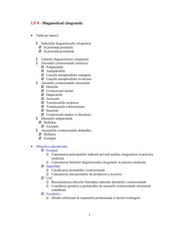 LP 8 - Diagnosticul citogenetic - UMF