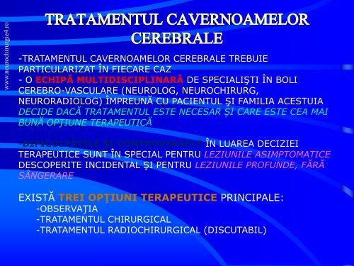 Actualitati in managementul cavernoamelor cerebrale