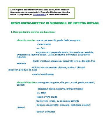 regim igieno-dietetic in sindromul de intestin iritabil - Gastromed