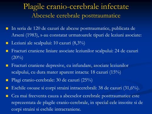 Plagi cranio-cerebrale infectate. Osteomielita voletului. Empiemul ...