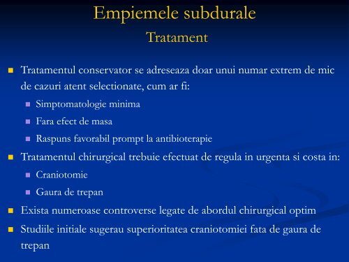 Plagi cranio-cerebrale infectate. Osteomielita voletului. Empiemul ...