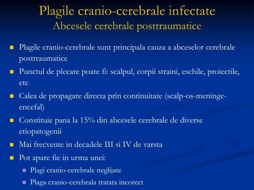 Plagi cranio-cerebrale infectate. Osteomielita voletului. Empiemul ...