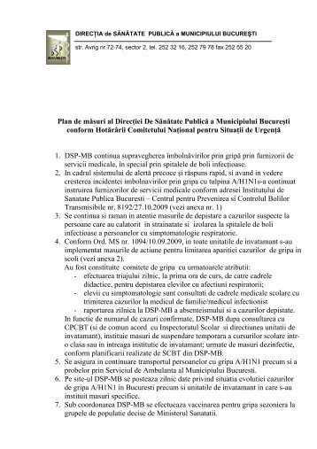 Plan de măsuri al Direcţiei De Sănătate Publică a Municipiului ...