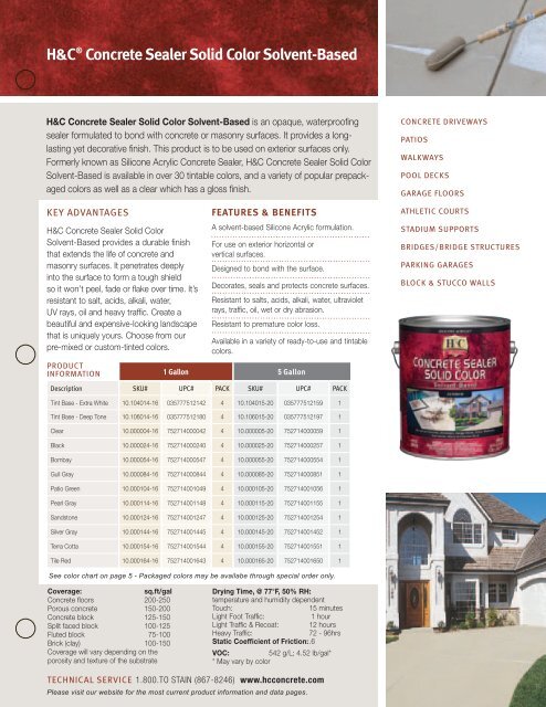 H And C Concrete Stain Color Chart