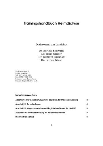 Trainingshandbuch Heimdialyse - Dialyse-la.de