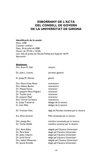 esborrany de l'acta amb annexos - Universitat de Girona