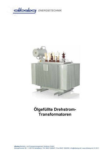 Katalog Öl-Transformatoren 160 kVA - 31,5 MVA - DIBALOG - Betriebs