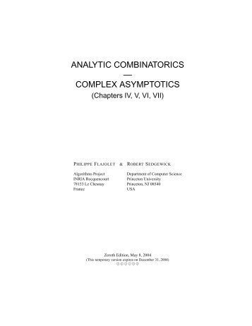 analytic combinatorics — complex asymptotics - (France) INRIA