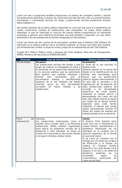 Documento N°1: Sistematización Programa Calle Chile Solidario