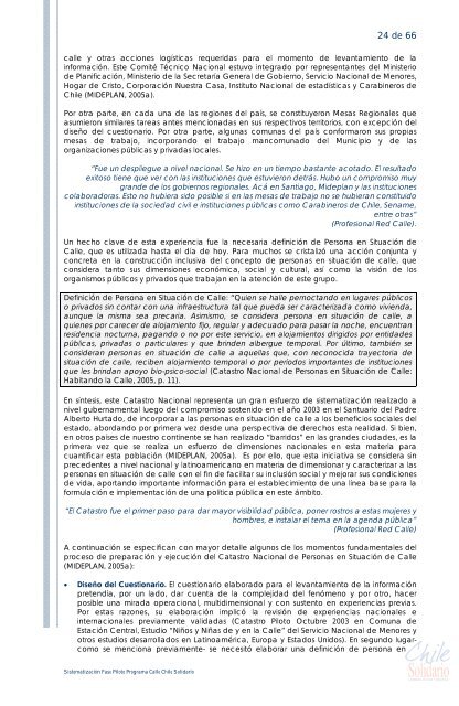 Documento N°1: Sistematización Programa Calle Chile Solidario