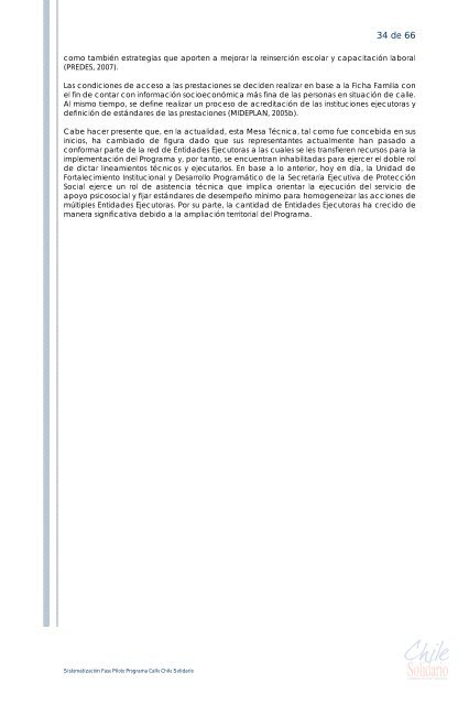 Documento N°1: Sistematización Programa Calle Chile Solidario