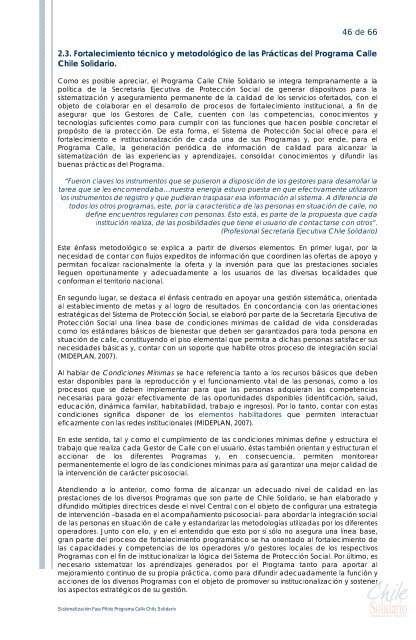 Documento N°1: Sistematización Programa Calle Chile Solidario