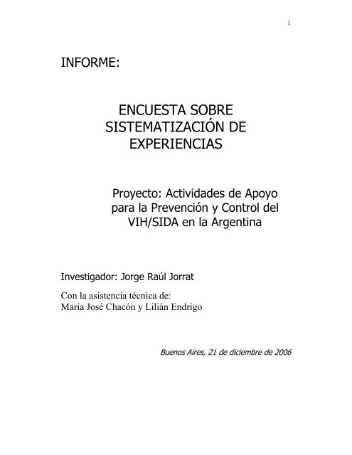 INFORME Sistematización de Experiencias 2006 - ubatec sa ...