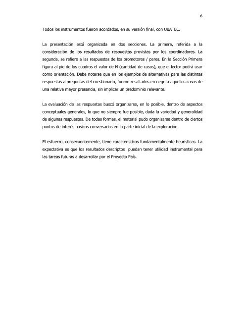 INFORME Sistematización de Experiencias 2006 - ubatec sa ...