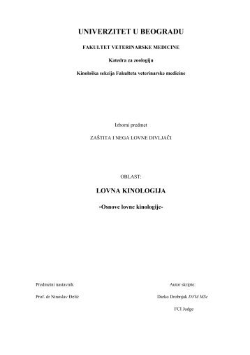 Lovna kinologija (txt) - Univerzitet u Beogradu
